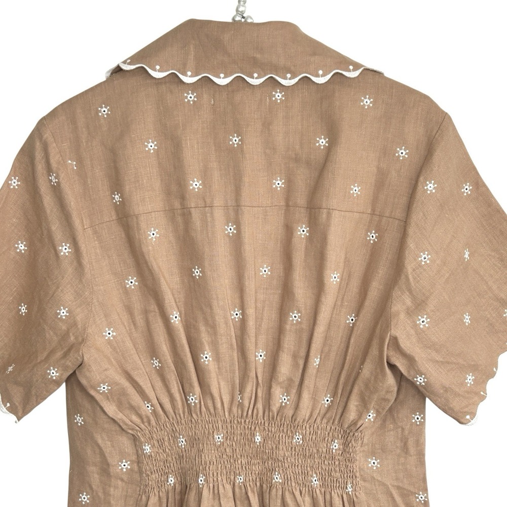 Magali Pascal Palmiere Linen Shirt Dress S Boho Resort Embroidered Tropical Mini - Picture 6 of 11